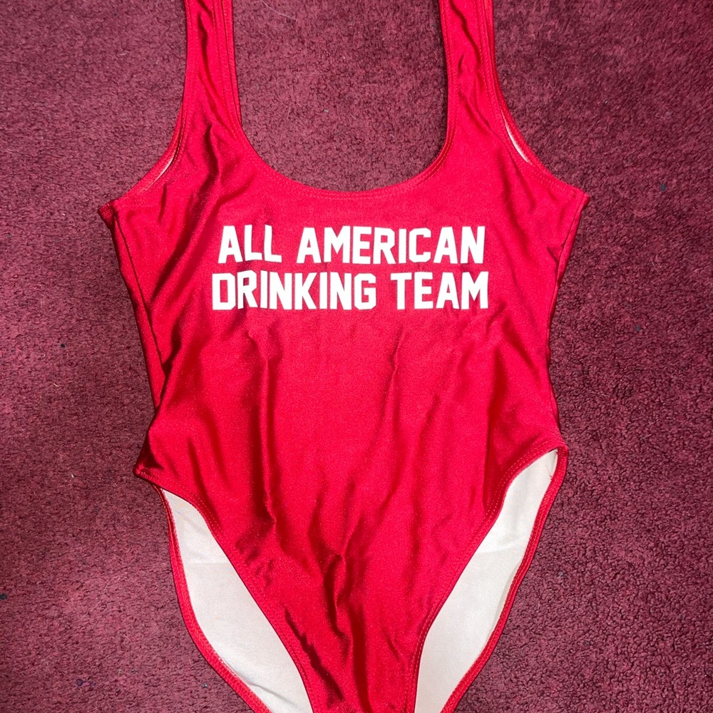 RAVESUITS All American Drinking Team Red One Piece Swimsuit- Size XS